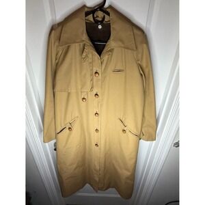 Vintage 70's Sheep Mates New York Paris Corduroy Lined Trench Coat Womens Medium